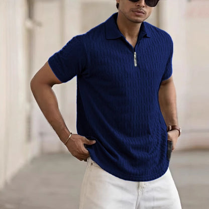 Polo Zipper Men's Jacquard Sports Polo Shirt