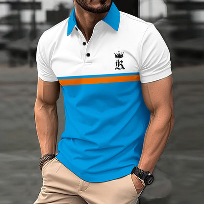 Printed button polo shirt sports polo shirt