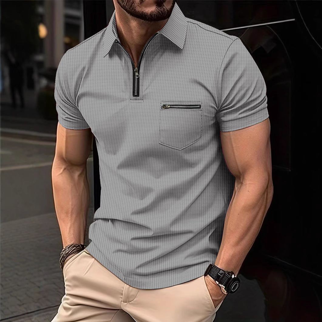 Waffle Men's Polo Pocket Puller Collar Polo Shirt