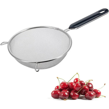 Upgrade Your Holiday Cooking with Our 12-Inch Ergonomic Kitchen Strainer - Non-Slip Handle & Sturdy Fine Mesh for Perfect Draining and Rinsing