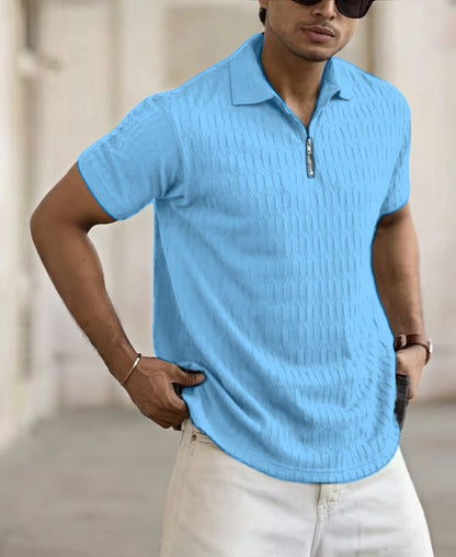 Polo Zipper Men's Jacquard Sports Polo Shirt