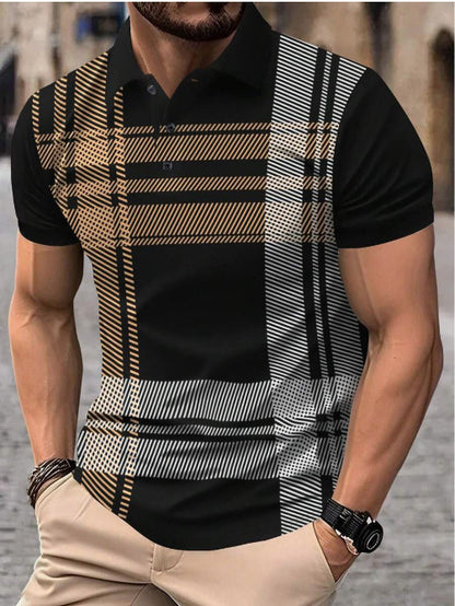 POLO printed striped men's sports polo shirt
