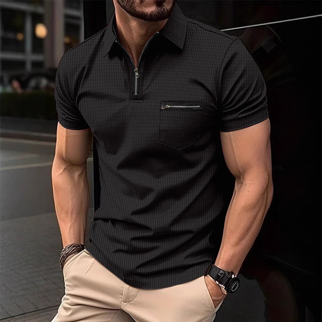 Waffle Men's Polo Pocket Puller Collar Polo Shirt