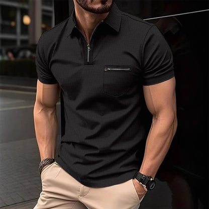 Waffle Men's Polo Pocket Puller Collar Polo Shirt