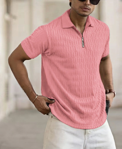 Polo Zipper Men's Jacquard Sports Polo Shirt