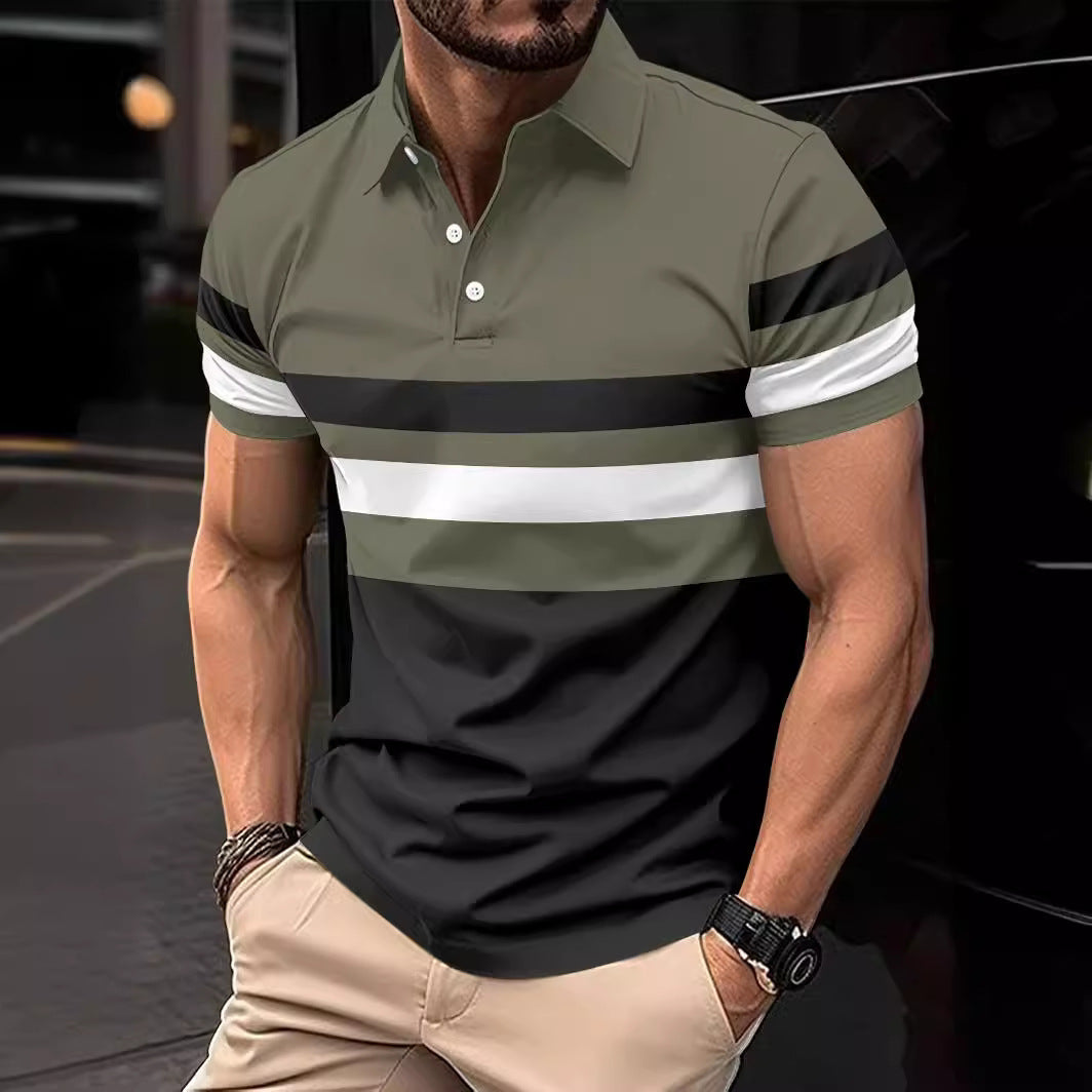Polo striped men's sports polo shirt top