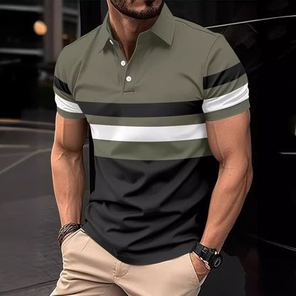 Polo striped men's sports polo shirt top