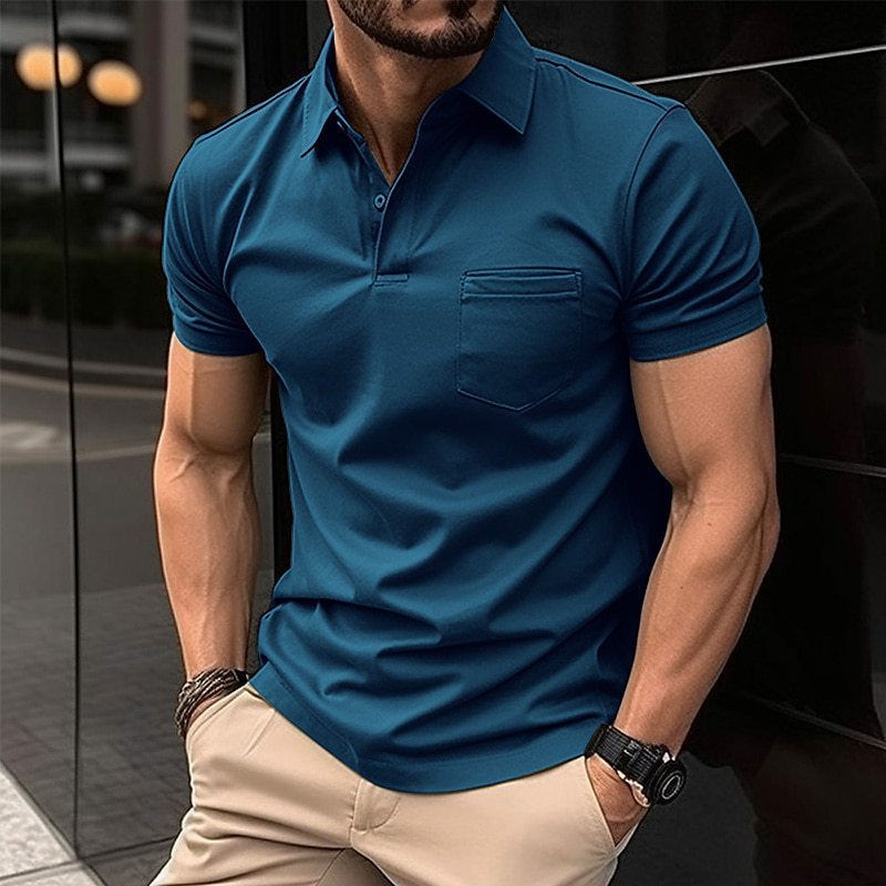 Polo shirt with chest pocket for men's sports polo shirt