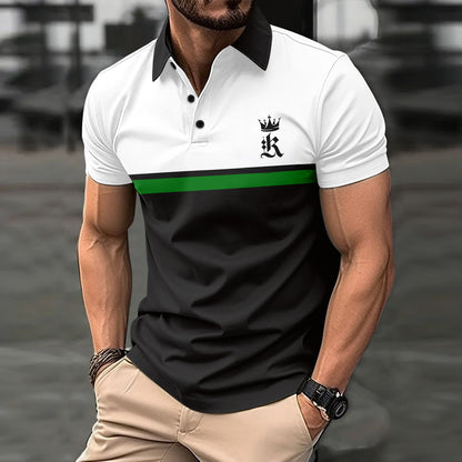 Printed button polo shirt sports polo shirt