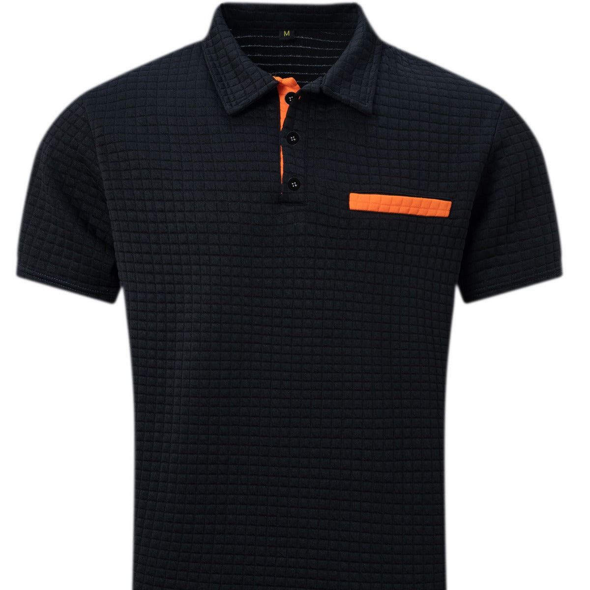 POLO shirt button jacquard checkered men's sports polo shirt