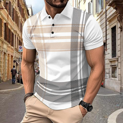 POLO printed striped men's sports polo shirt