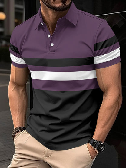 Polo striped men's sports polo shirt top