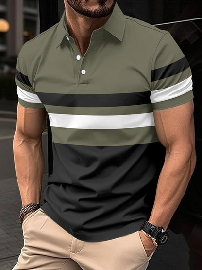 Polo striped men's sports polo shirt top