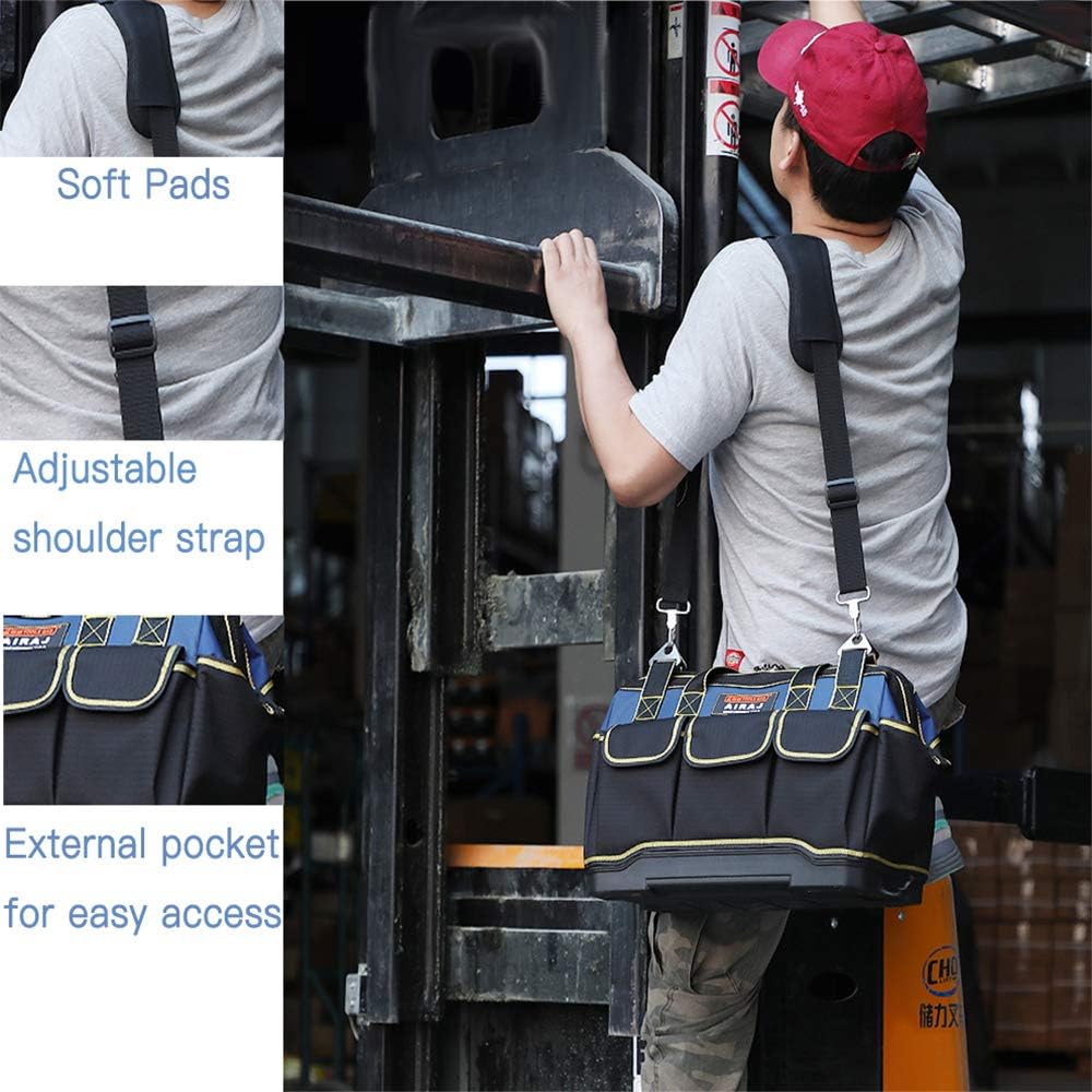 Ultimate 16" Heavy Duty Waterproof Tool Bag with Mini Tool Box - Spacious, Durable, and Comfortable Organizer for All Your Tools
