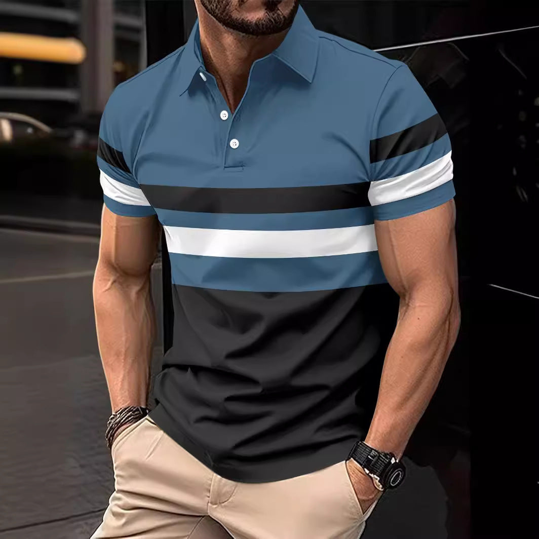 Polo striped men's sports polo shirt top
