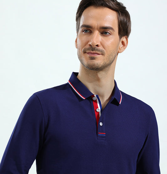 Autumn And Winter Copper Ammonia Cotton Long Sleeve Polo Group Work Clothes Golf Clothing