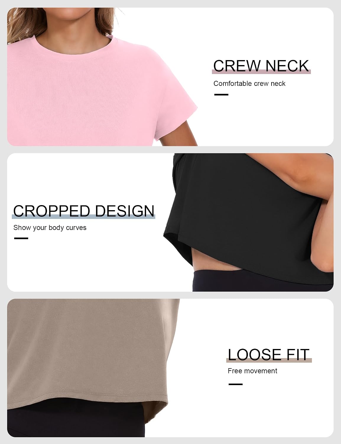 Stay Stylish and Comfortable with Our 4/6 Pack Women's Loose Fit Crop Tops for Athletic Workouts
