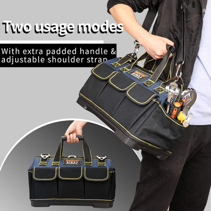 Ultimate 16" Heavy Duty Waterproof Tool Bag with Mini Tool Box - Spacious, Durable, and Comfortable Organizer for All Your Tools