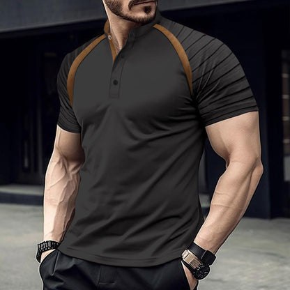 Polo shirt with striped arms for men's sports polo shirt