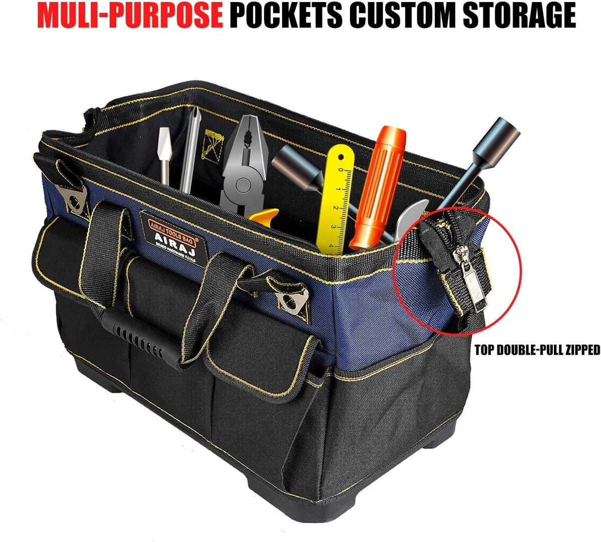 Ultimate 16" Heavy Duty Waterproof Tool Bag with Mini Tool Box - Spacious, Durable, and Comfortable Organizer for All Your Tools