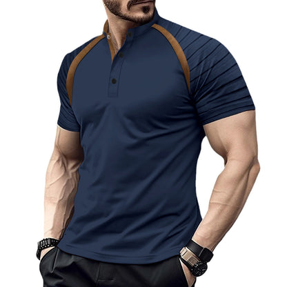 Polo shirt with striped arms for men's sports polo shirt