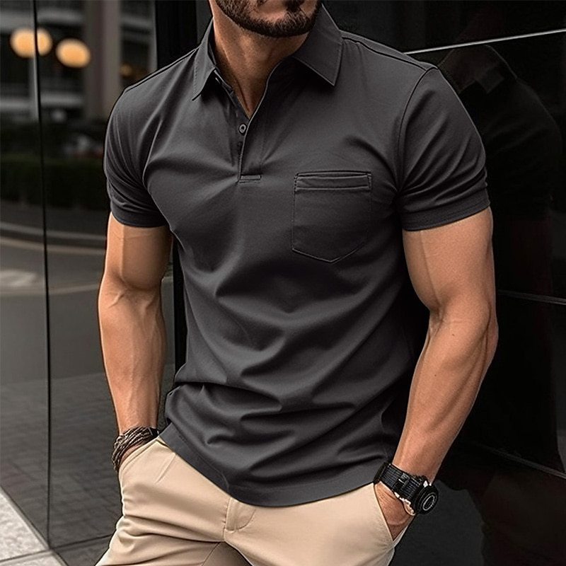 Polo shirt with chest pocket for men's sports polo shirt