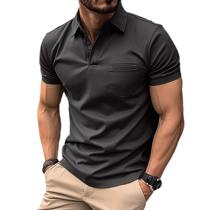Polo shirt with chest pocket for men's sports polo shirt