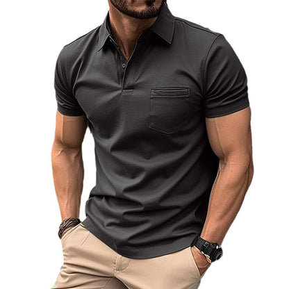 Polo shirt with chest pocket for men's sports polo shirt