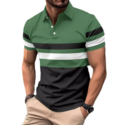 Polo striped men's sports polo shirt top