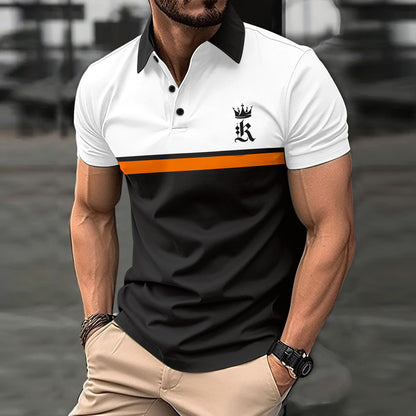 Printed button polo shirt sports polo shirt