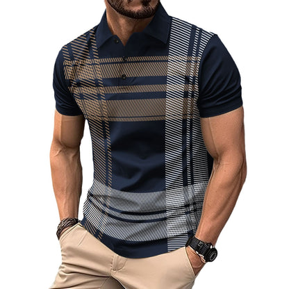 POLO printed striped men's sports polo shirt