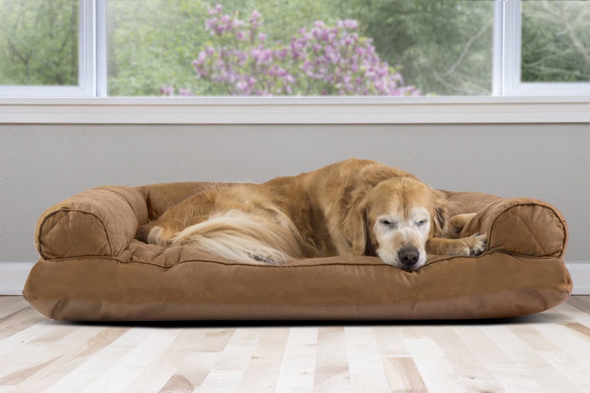 Luxurious Jumbo Quilted Sofa Pet Bed for Dogs & Cats - Cozy Toasted Brown Comfort