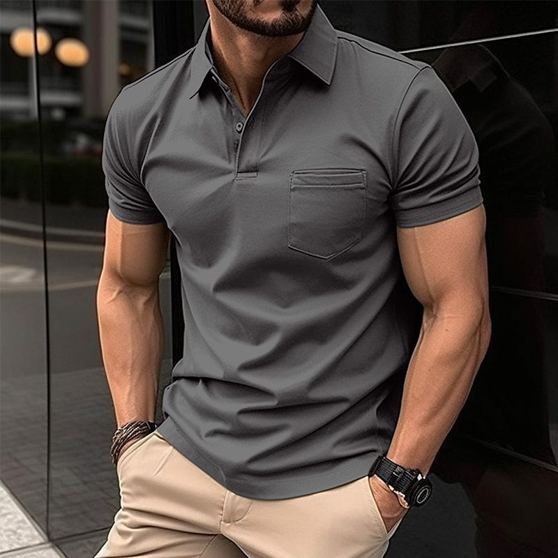 Polo shirt with chest pocket for men's sports polo shirt