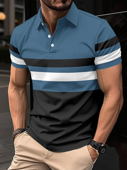 Polo striped men's sports polo shirt top