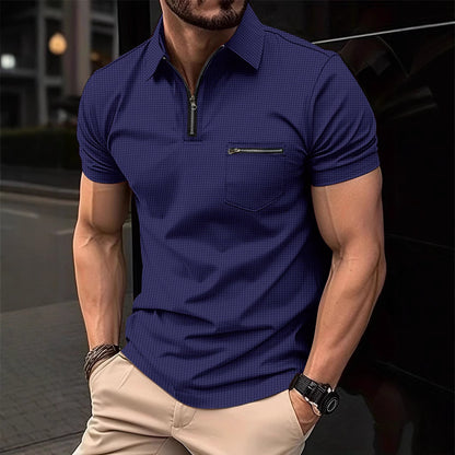 Waffle Men's Polo Pocket Puller Collar Polo Shirt