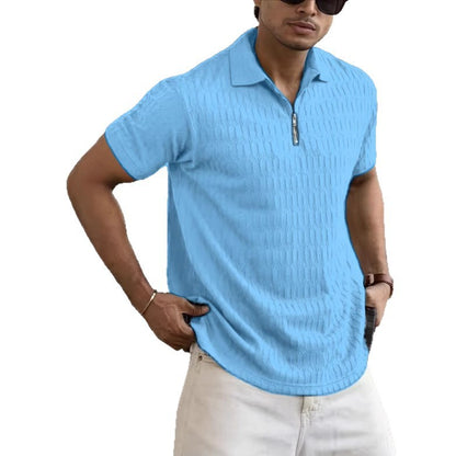 Polo Zipper Men's Jacquard Sports Polo Shirt