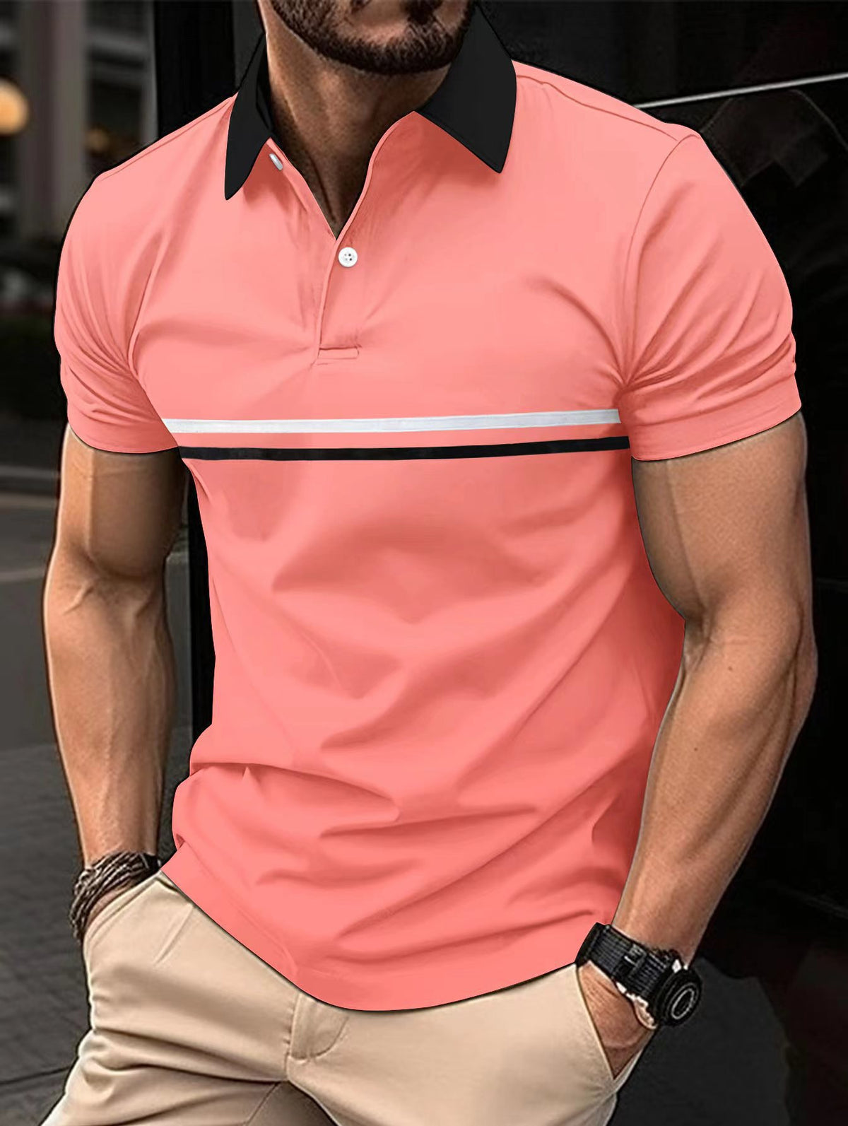 Polo shirt button up men's sports polo shirt
