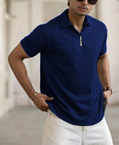 Polo Zipper Men's Jacquard Sports Polo Shirt
