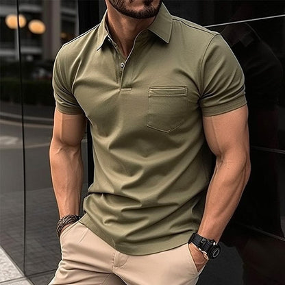 Polo shirt with chest pocket for men's sports polo shirt