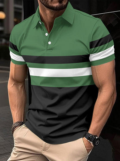 Polo striped men's sports polo shirt top