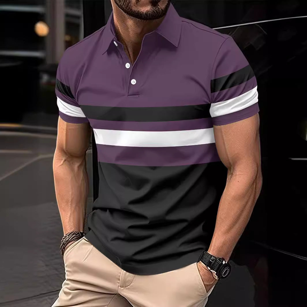 Polo striped men's sports polo shirt top