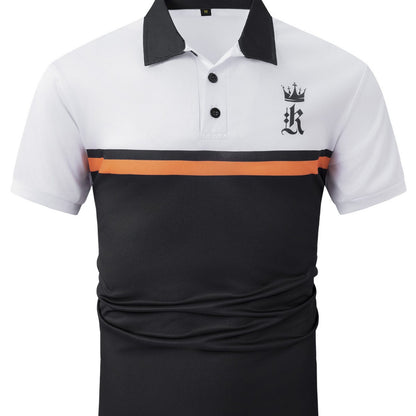 Printed button polo shirt sports polo shirt