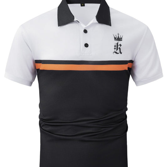 Printed button polo shirt sports polo shirt