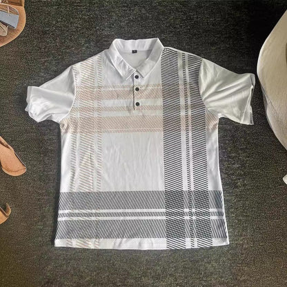 POLO printed striped men's sports polo shirt