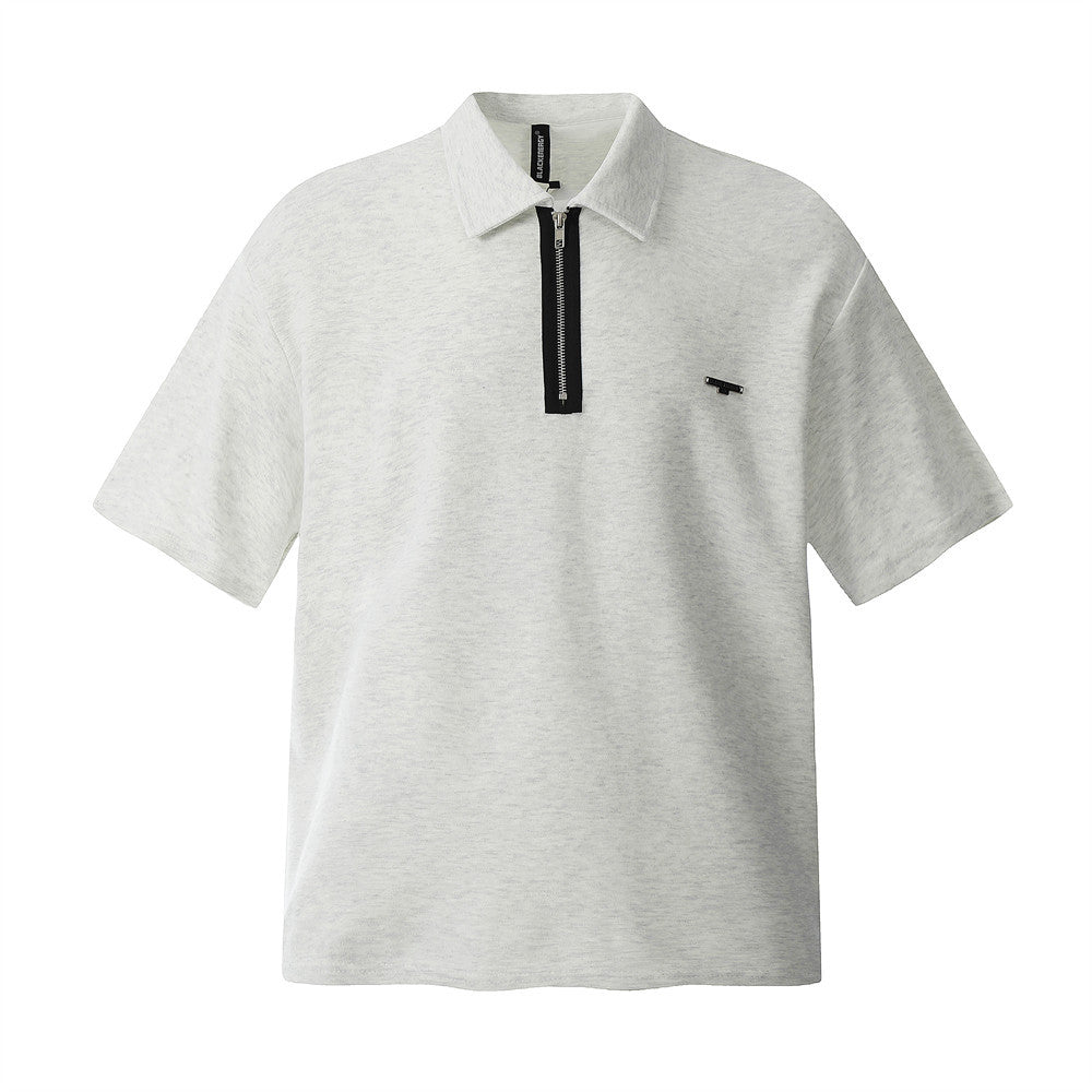 Color Block Zipper Short Sleeve Polo Shirt Golf Clothing Men's Summer Casual Sports Wear Breathable Polo Shirt Top