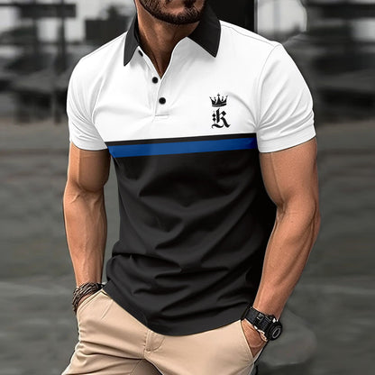 Printed button polo shirt sports polo shirt