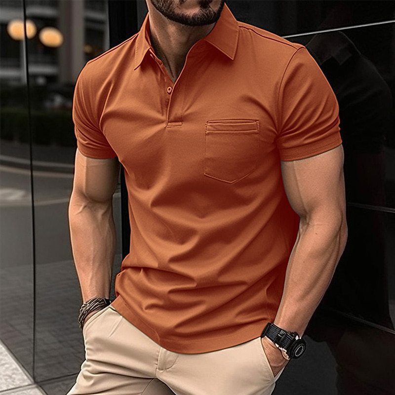 Polo shirt with chest pocket for men's sports polo shirt