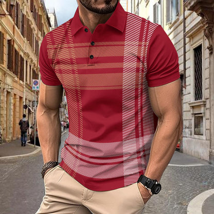 POLO printed striped men's sports polo shirt