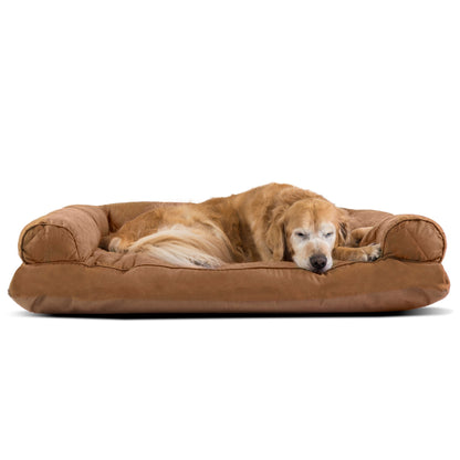 Luxurious Jumbo Quilted Sofa Pet Bed for Dogs & Cats - Cozy Toasted Brown Comfort