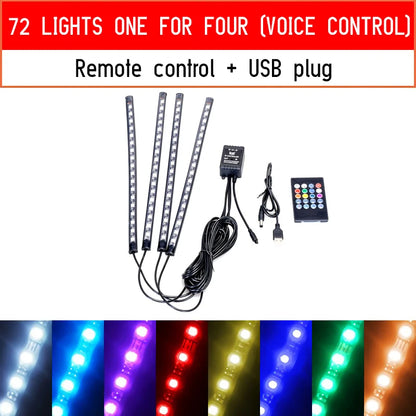 Led Car Foot Ambient Light With USB Cigarette Lighter Backlight Music Control App RGB Auto Interior Decorative Atmosphere Lights
